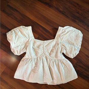 White Puff Sleeve Top